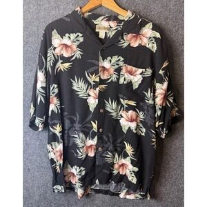 Original Island Sport Short Sleeve Mens Shirt Size XL Black Hawaiian Theme